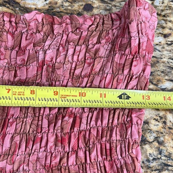 Urban Nomad Vintage Boho Silk Strapless Smocked Bodice Dress Size S-L - Picture 4 of 6